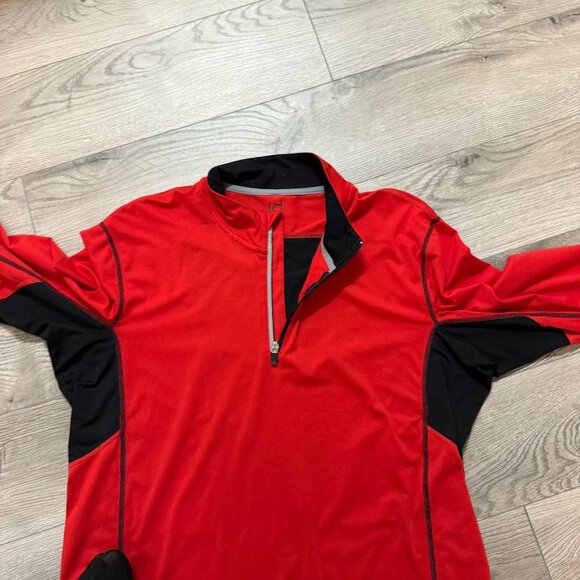 ID Ideology Colorblock Performance Shirt Size L Red Black Long Sleeve Athleisure - Picture 13 of 16